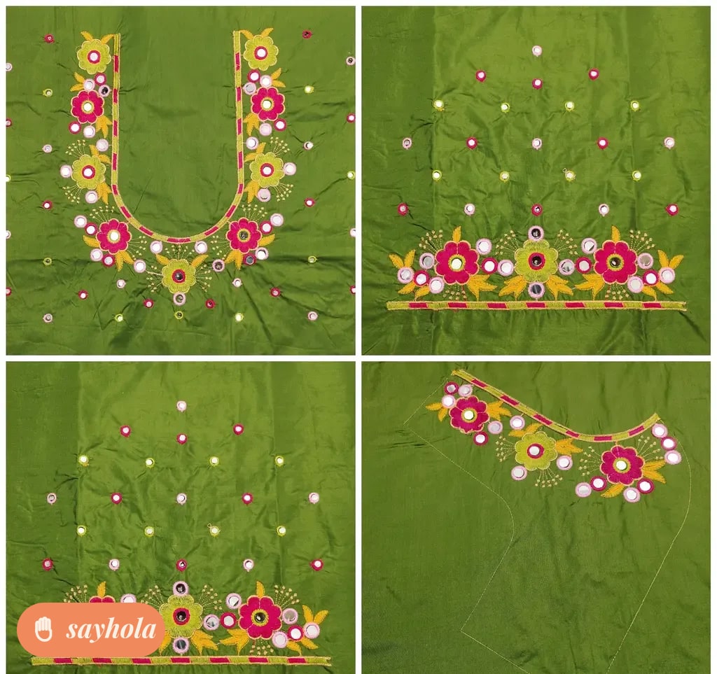 navratri blouse piece with hand mirror embroidery