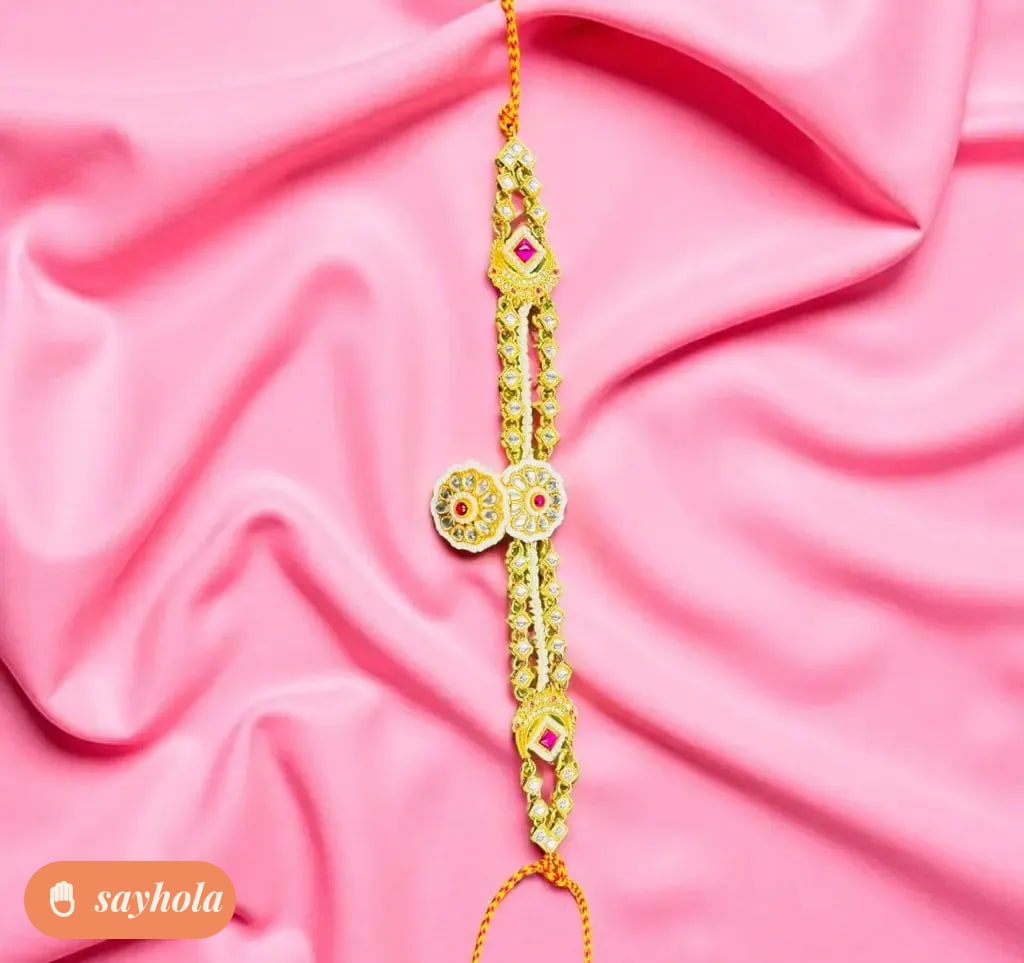 gold plated chaand tika with cubic zirconia