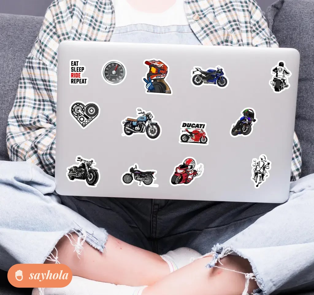 bike vinyl sticker set with 50 waterproof decals
