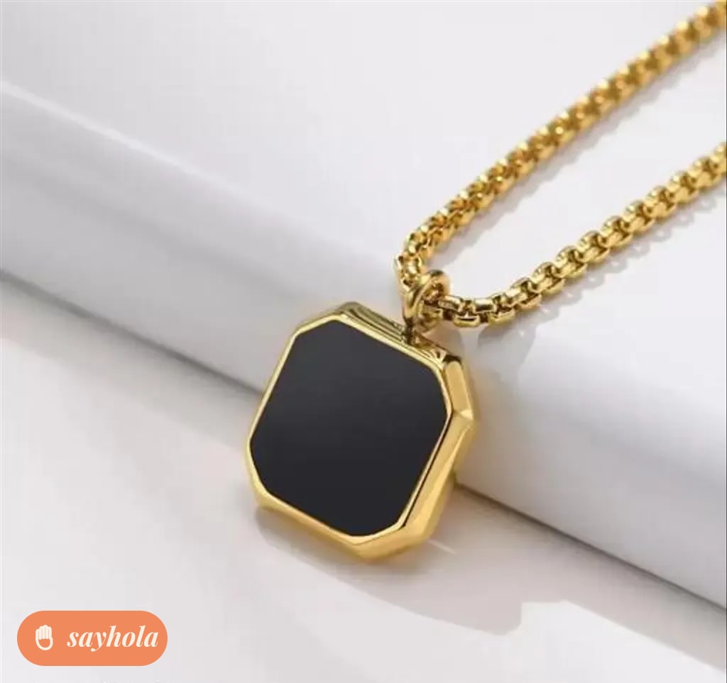 square gold plated angel pendant necklace