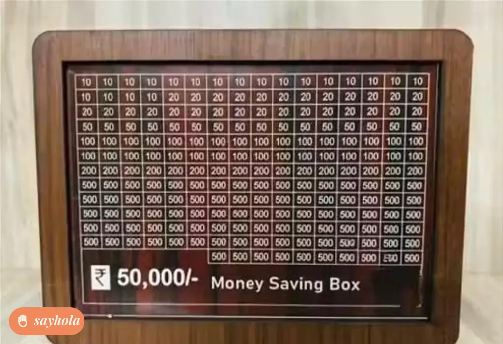 wooden piggy bank with savings tracker
