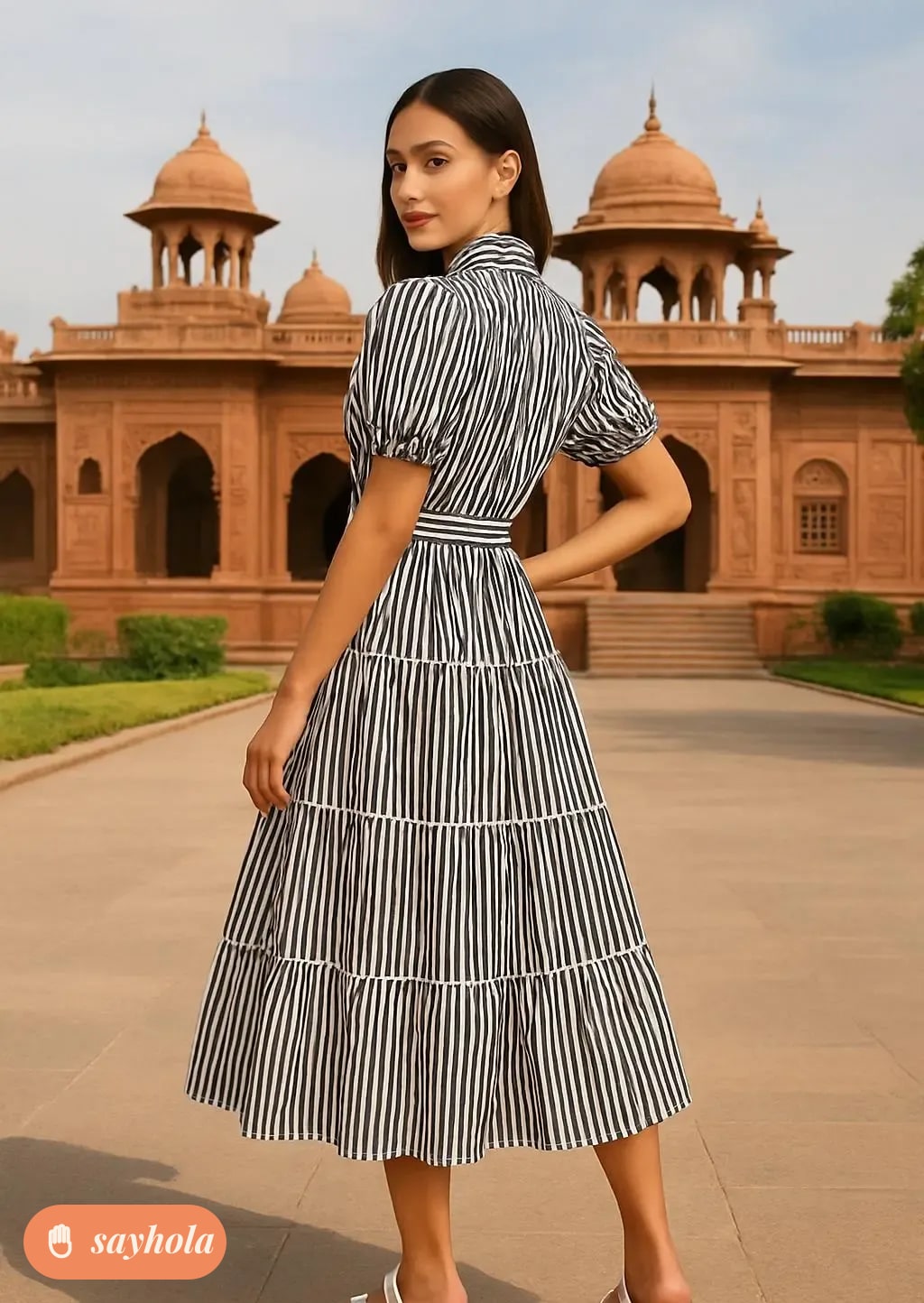black and white striped cotton summer dress