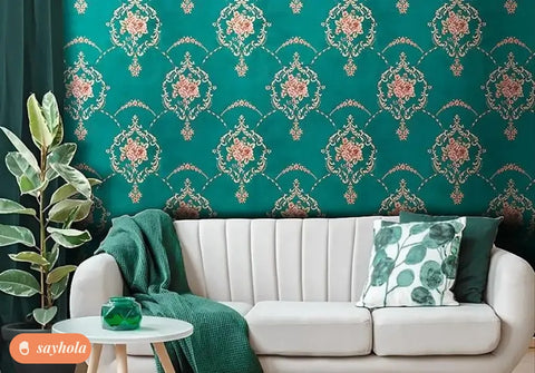 green floral pvc mat for living room