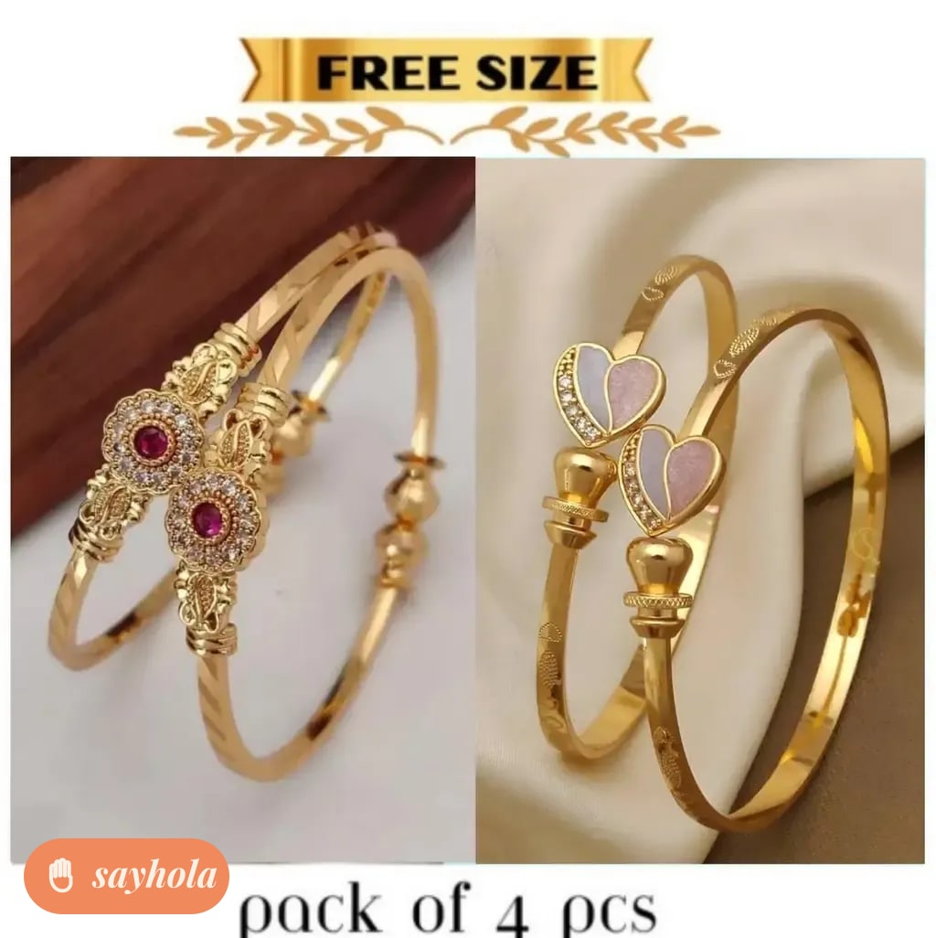 gold plated bangles pack of 4