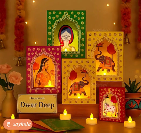 paper deep dwar with led candles pack of 5