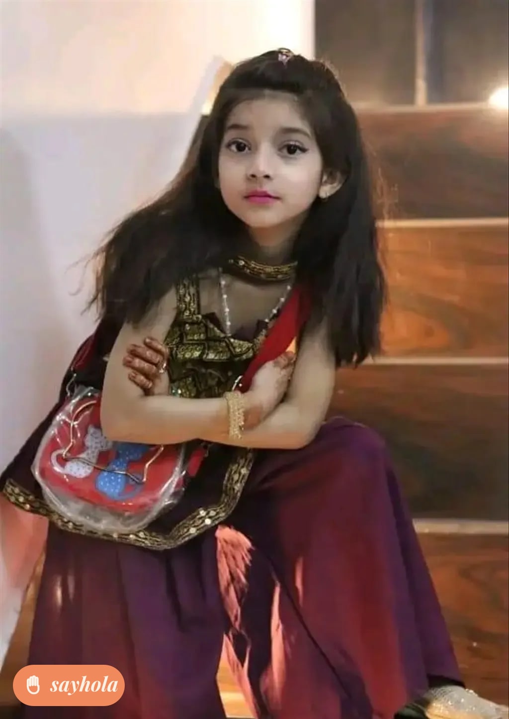 embroidered crepe sarara set for girls