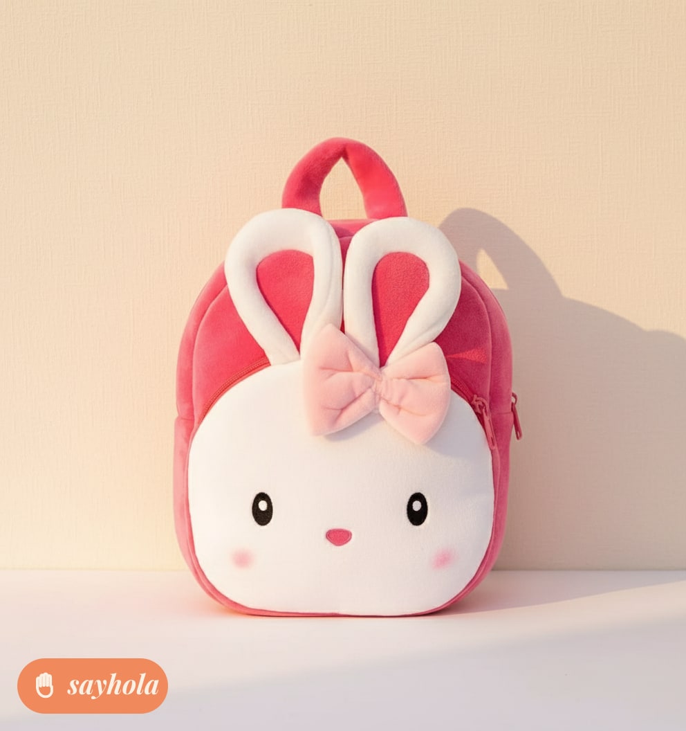 soft plush kids backpack with rabbit design
