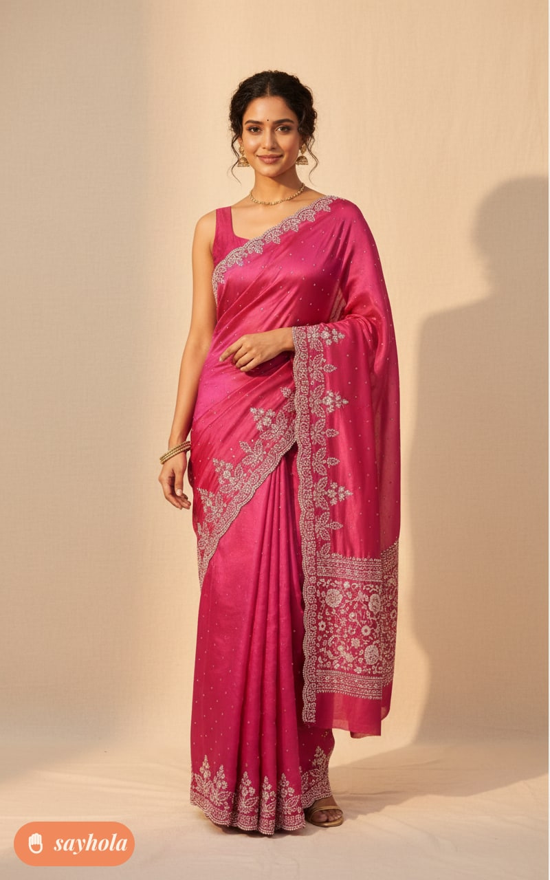 dwarka chiffon saree with matching blouse