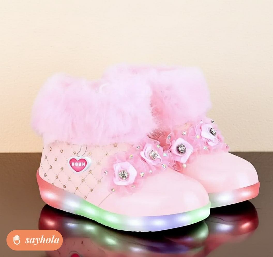 led light shoes for girls in baby pink