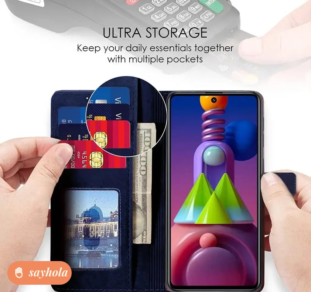 vintage leather flip cover for redmi 9i 9a dark blue