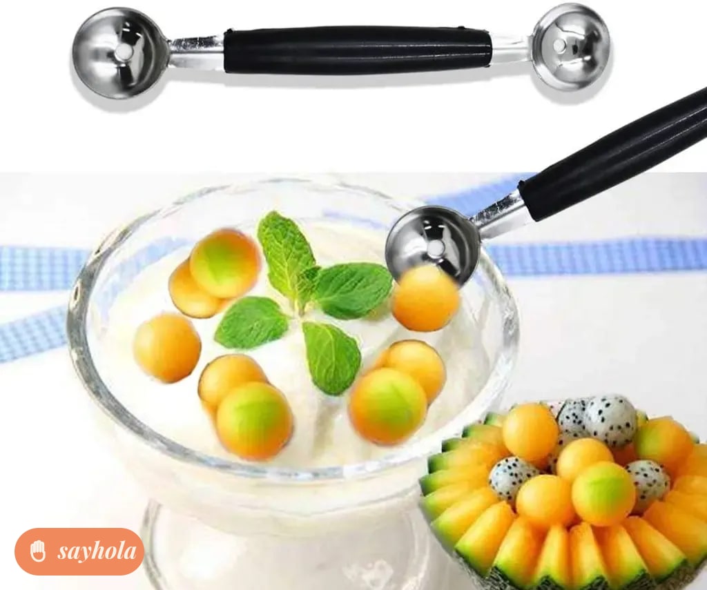 double-sided stainless steel melon baller spoon