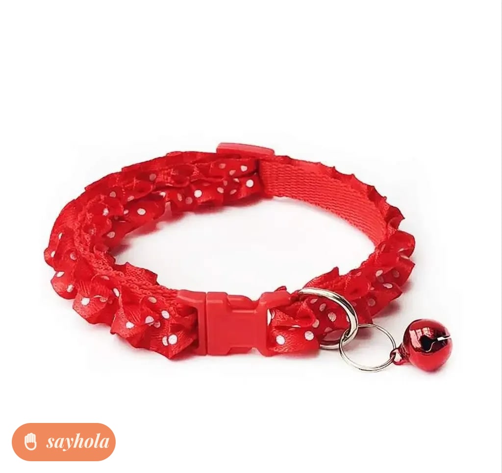 soft red breakaway cat collar with bell and frill