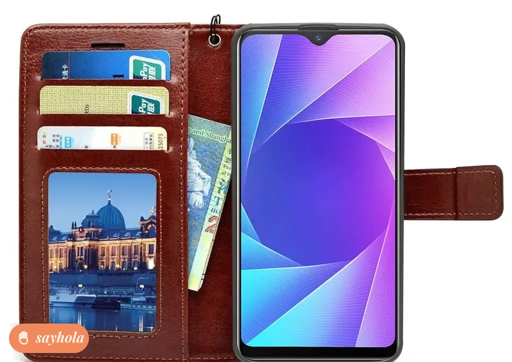 leather finish shockproof flip cover for vivo y91 y95 y93