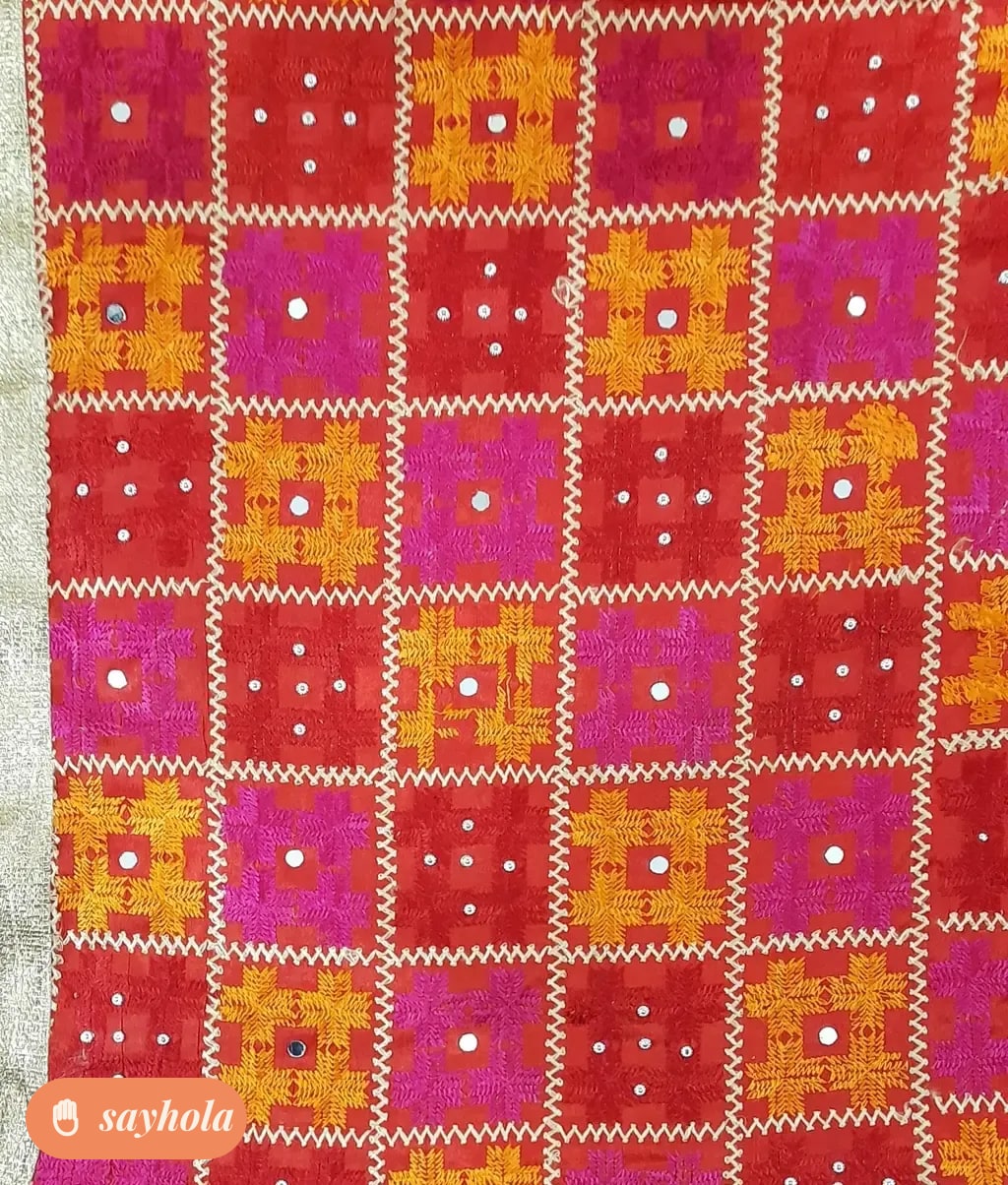 phulkari embroidered chinon dupatta