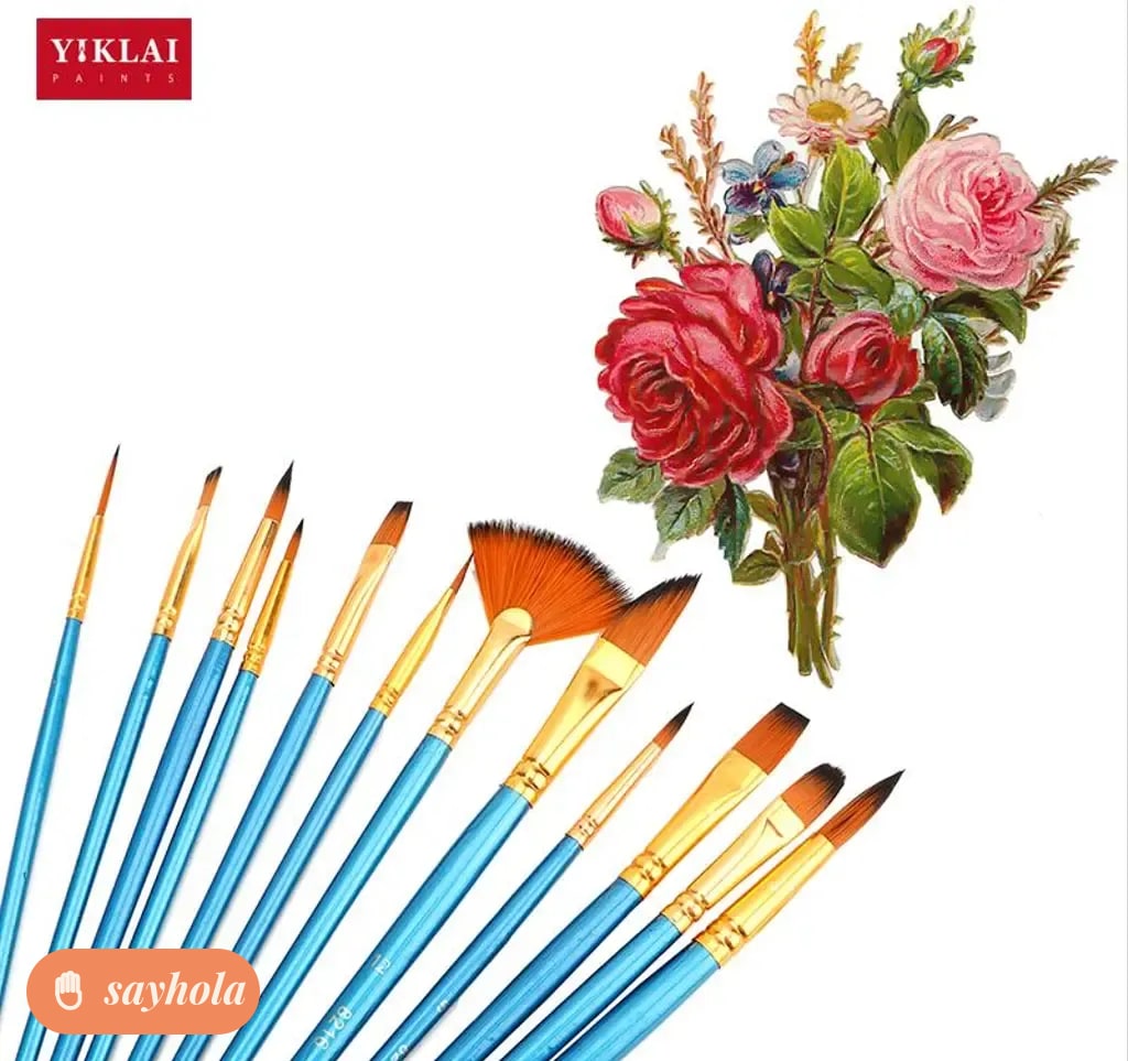 set of 7 synthetic round tip paint brushes