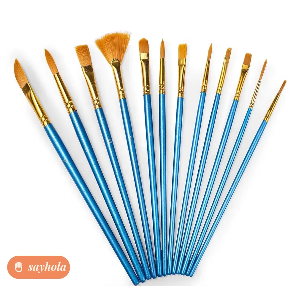 set of 7 synthetic round tip paint brushes