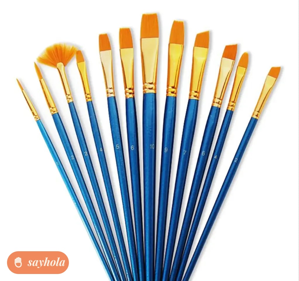 set of 7 synthetic round tip paint brushes