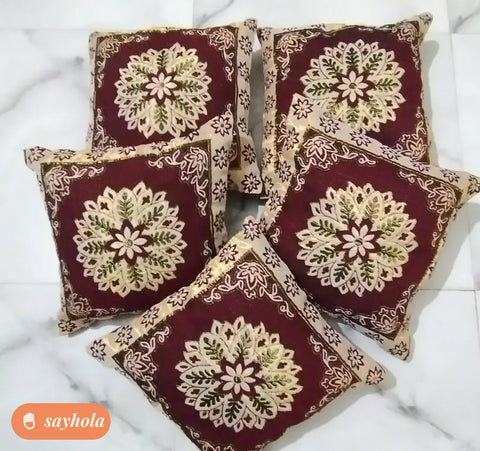 classic floral cotton blend cushion covers set of 5