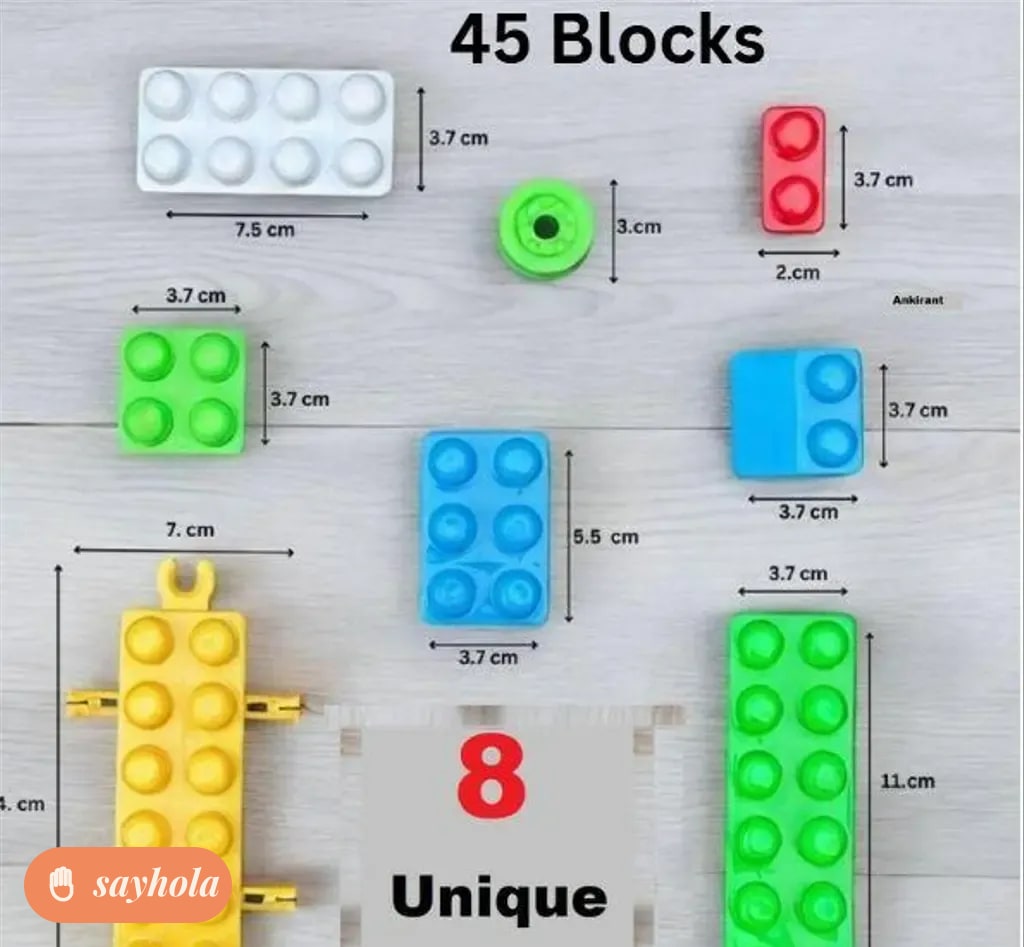 45 piece bis certified building blocks with wheels