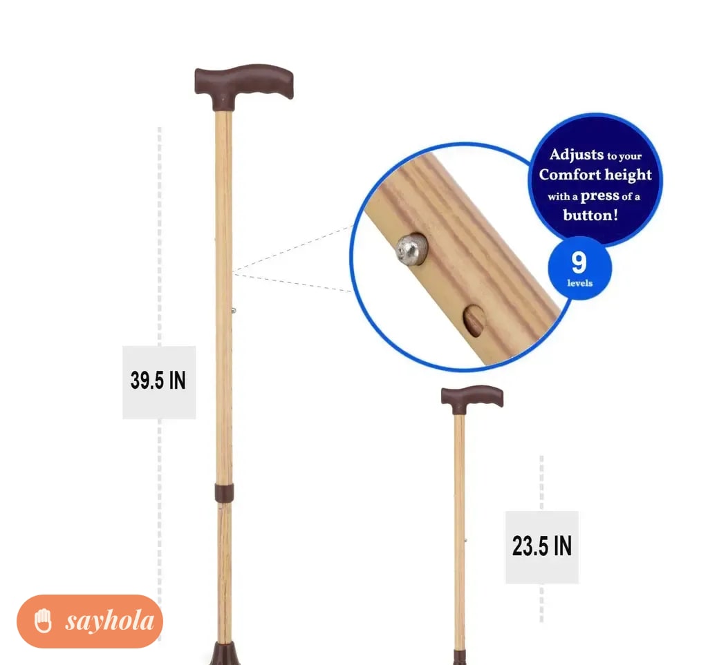 adjustable wooden walking stick for men and women