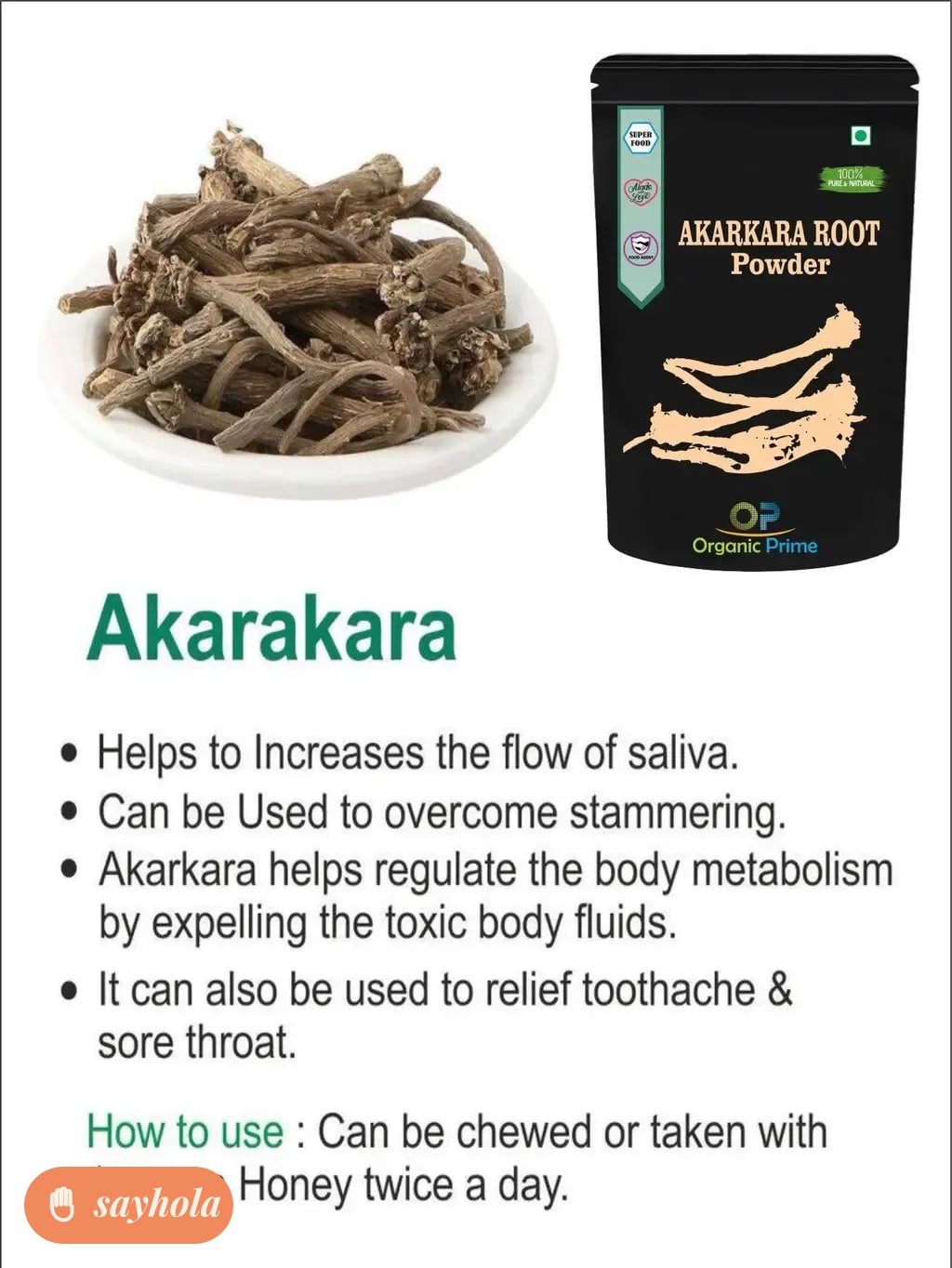 organic akarkara root powder 100 gm