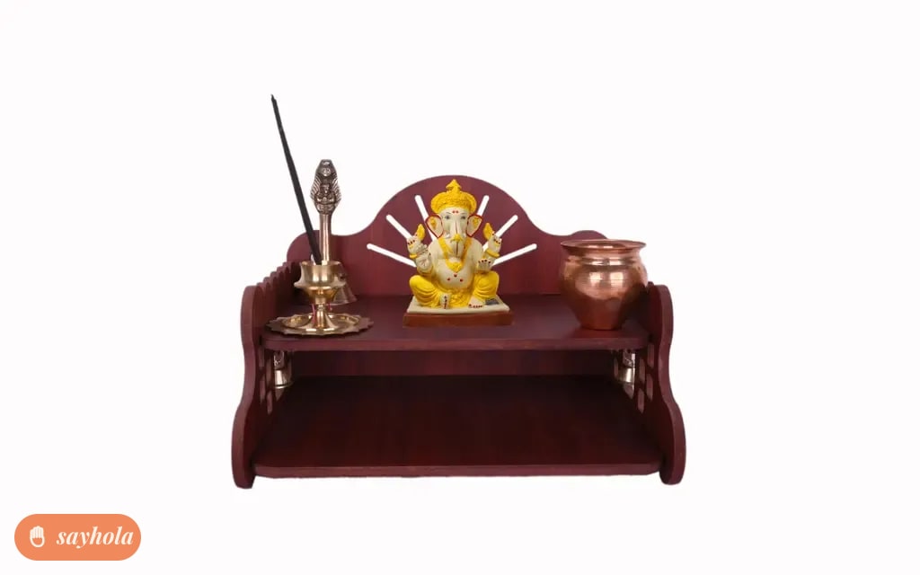 wooden modern home temple in dark finish