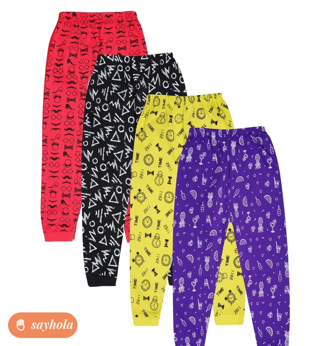 printed cotton track pants for babies 4 colour combo