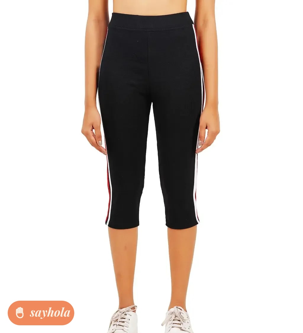 women's side striped stretchable lycra capri combo