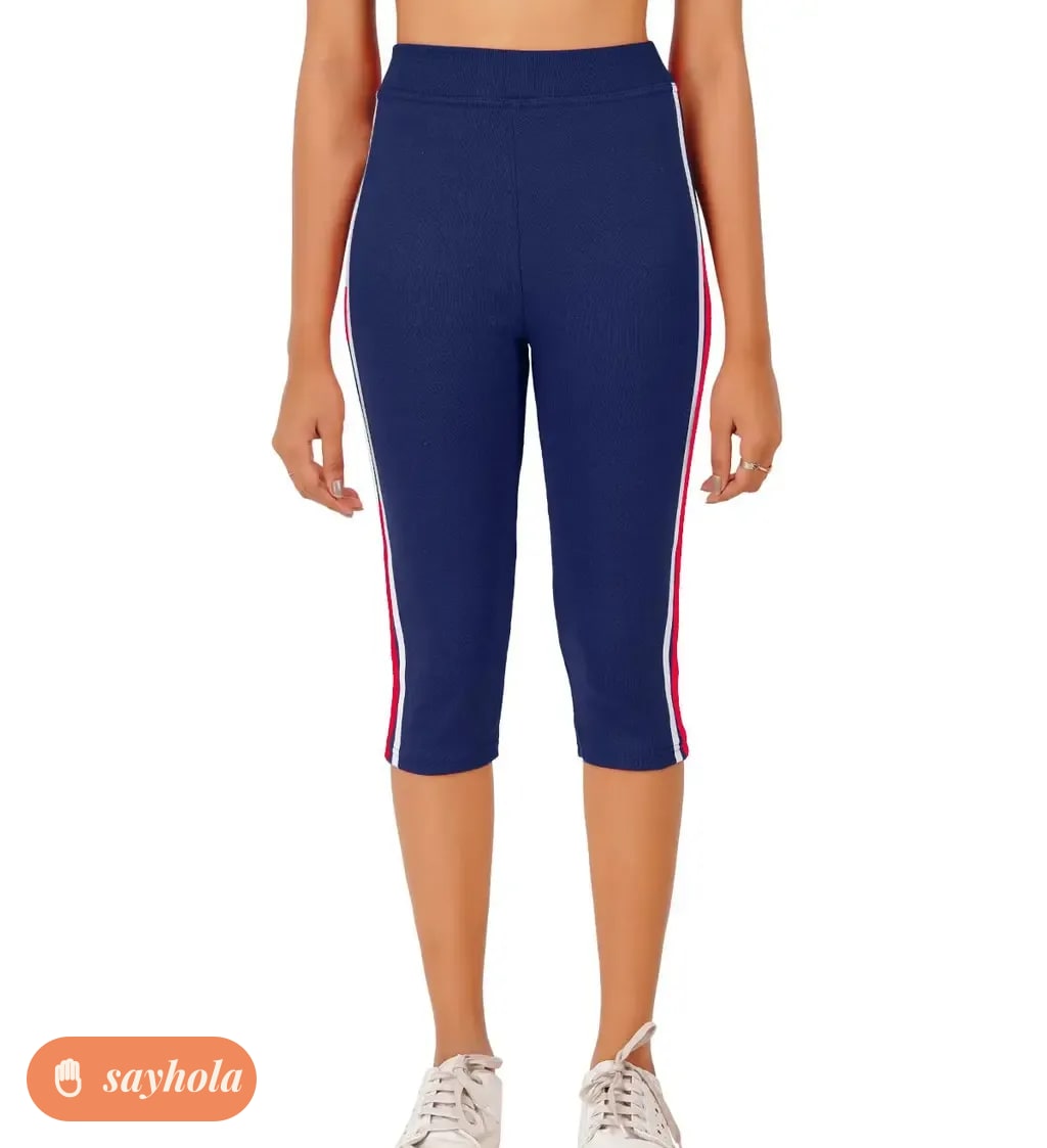 women's side striped stretchable lycra capri combo