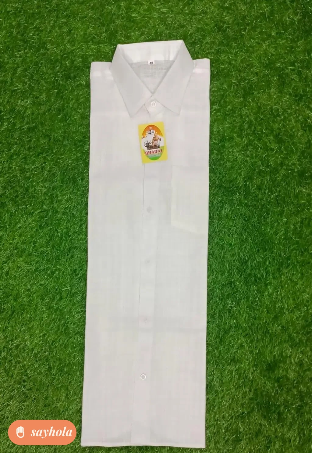 white cotton linen short sleeve shirt for men