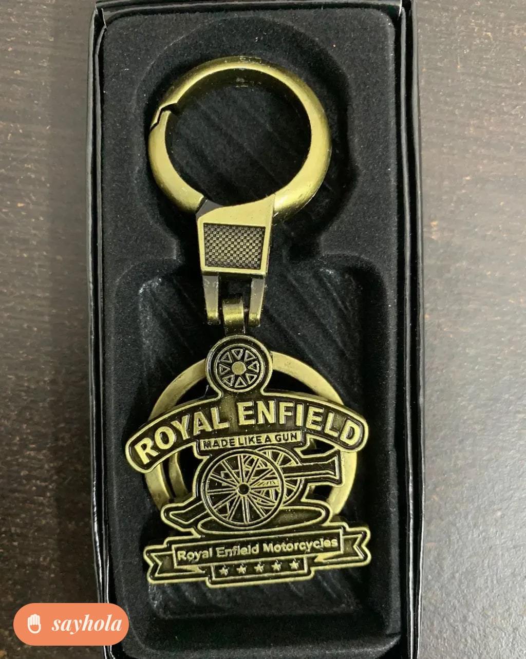 royal enfield gold metal keychain