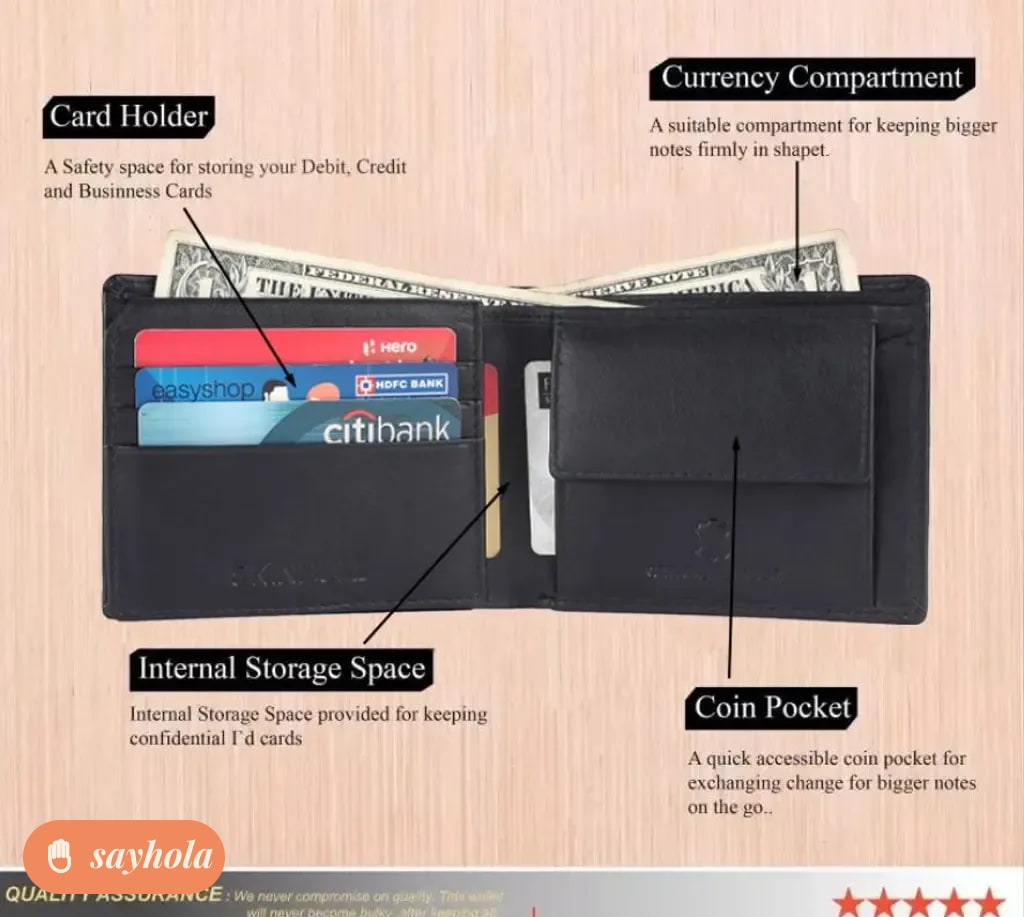 rfid blocked genuine leather wallet for men