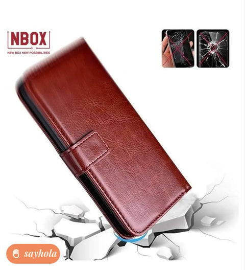 vivo v15 pro leather finish flip case with card slots