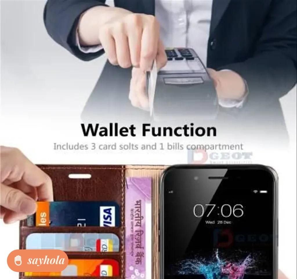 vivo v15 pro leather finish flip case with card slots