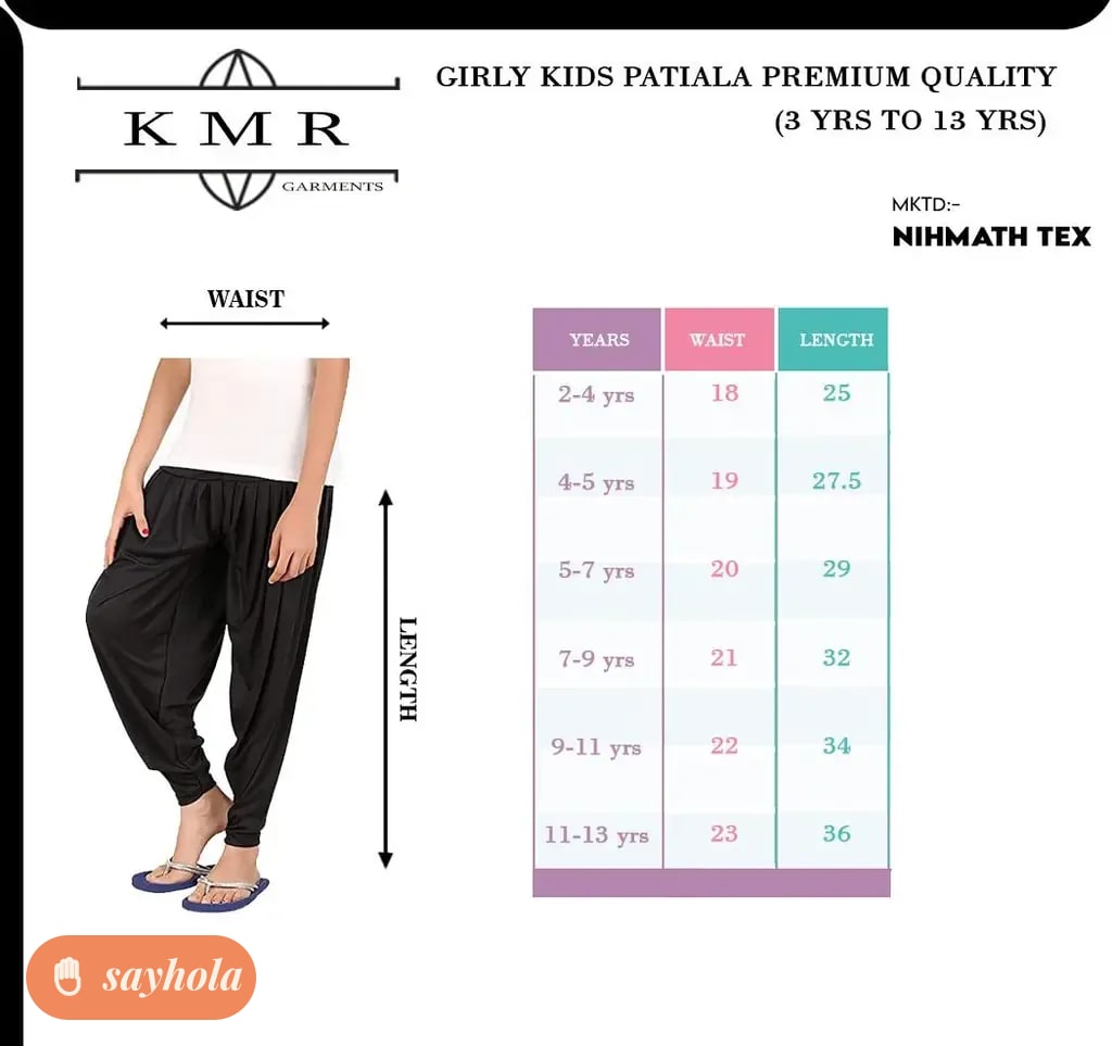 viscose patiala pants for girls 3 to 13 years