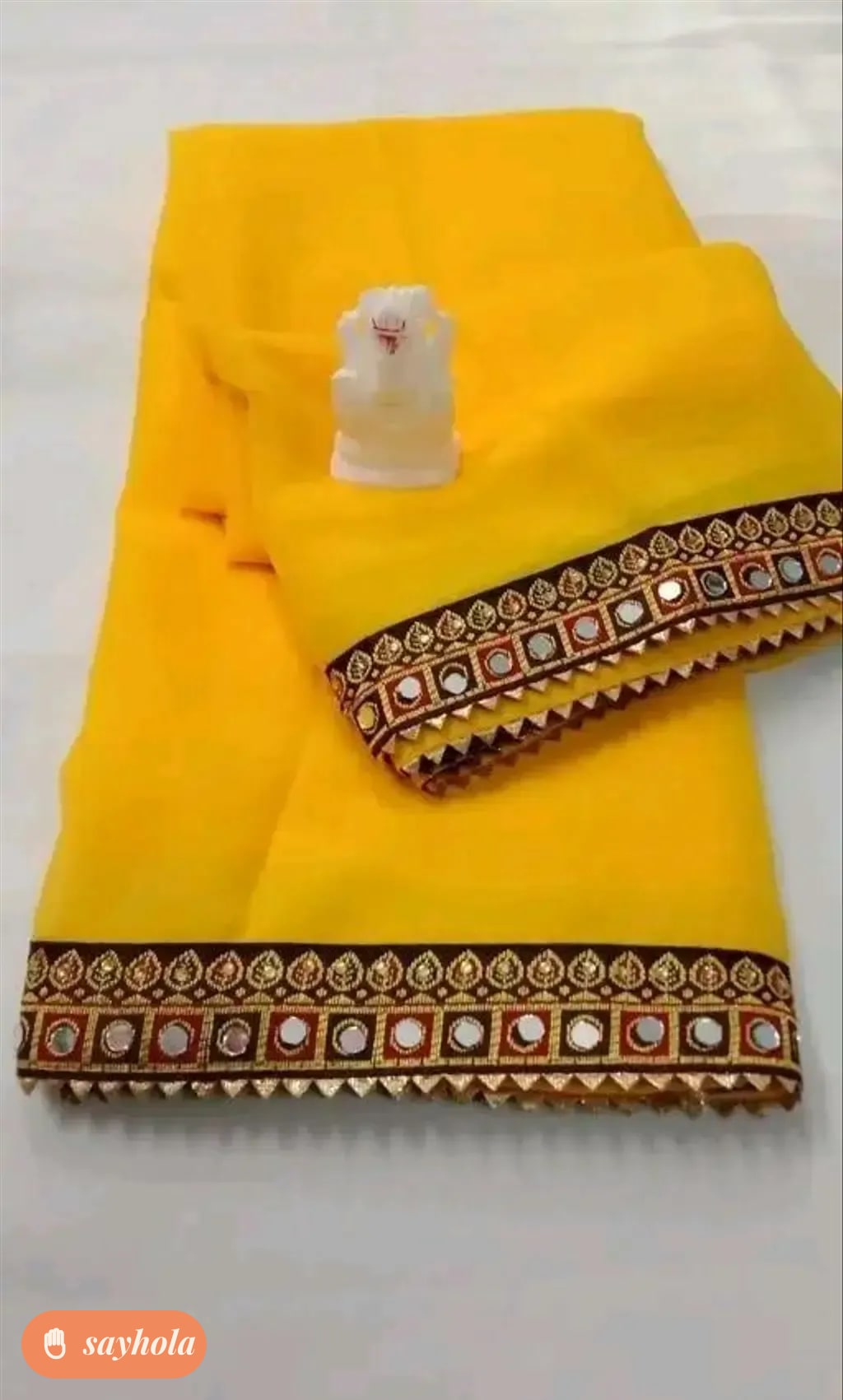 yellow georgette saree with bangalori silk blouse