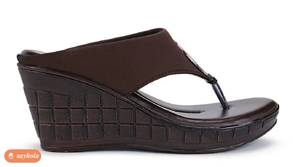 patent leather women wedges with perforated design