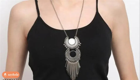 oxidised silver brass necklace for women