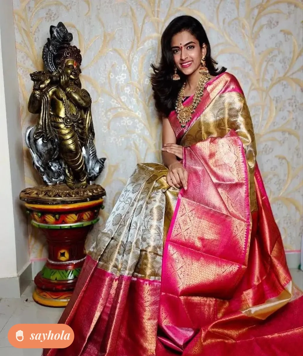 banarasi tissue silk saree with blouse piece