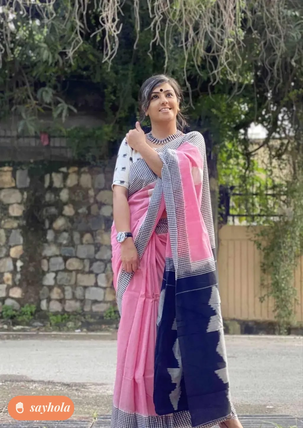 cotton mulmul saree with bagru hand block print