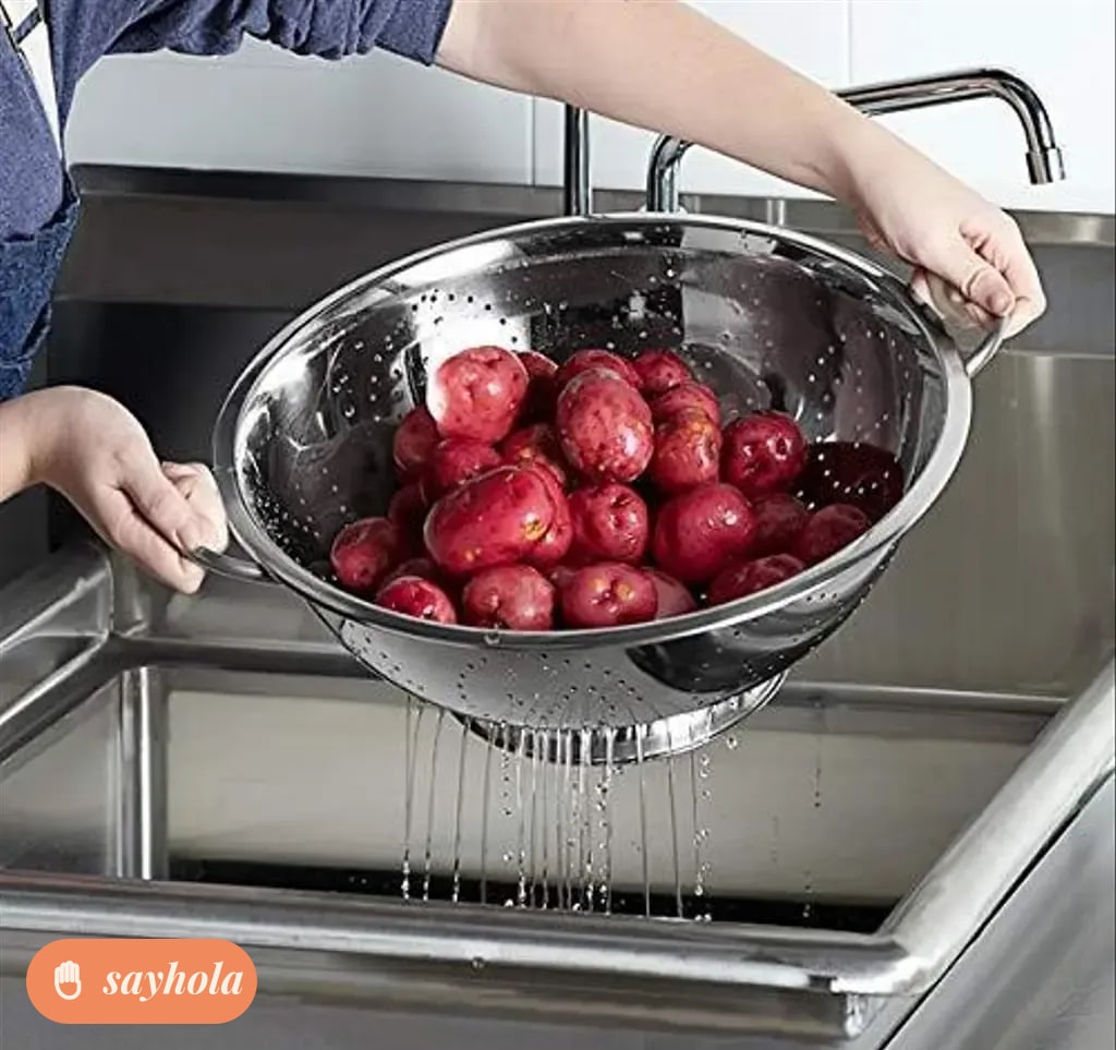 stainless steel colander with handle 28cm