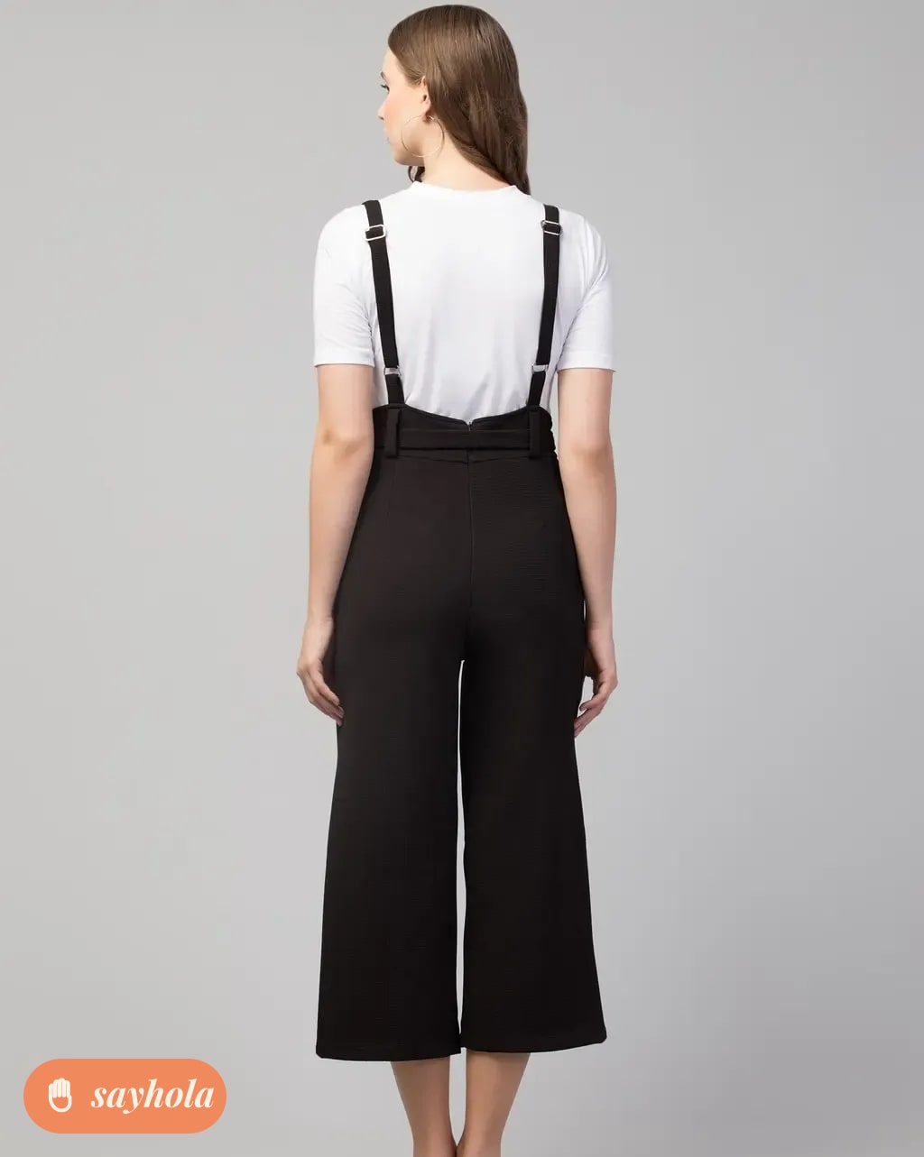 black dungaree with white tee set