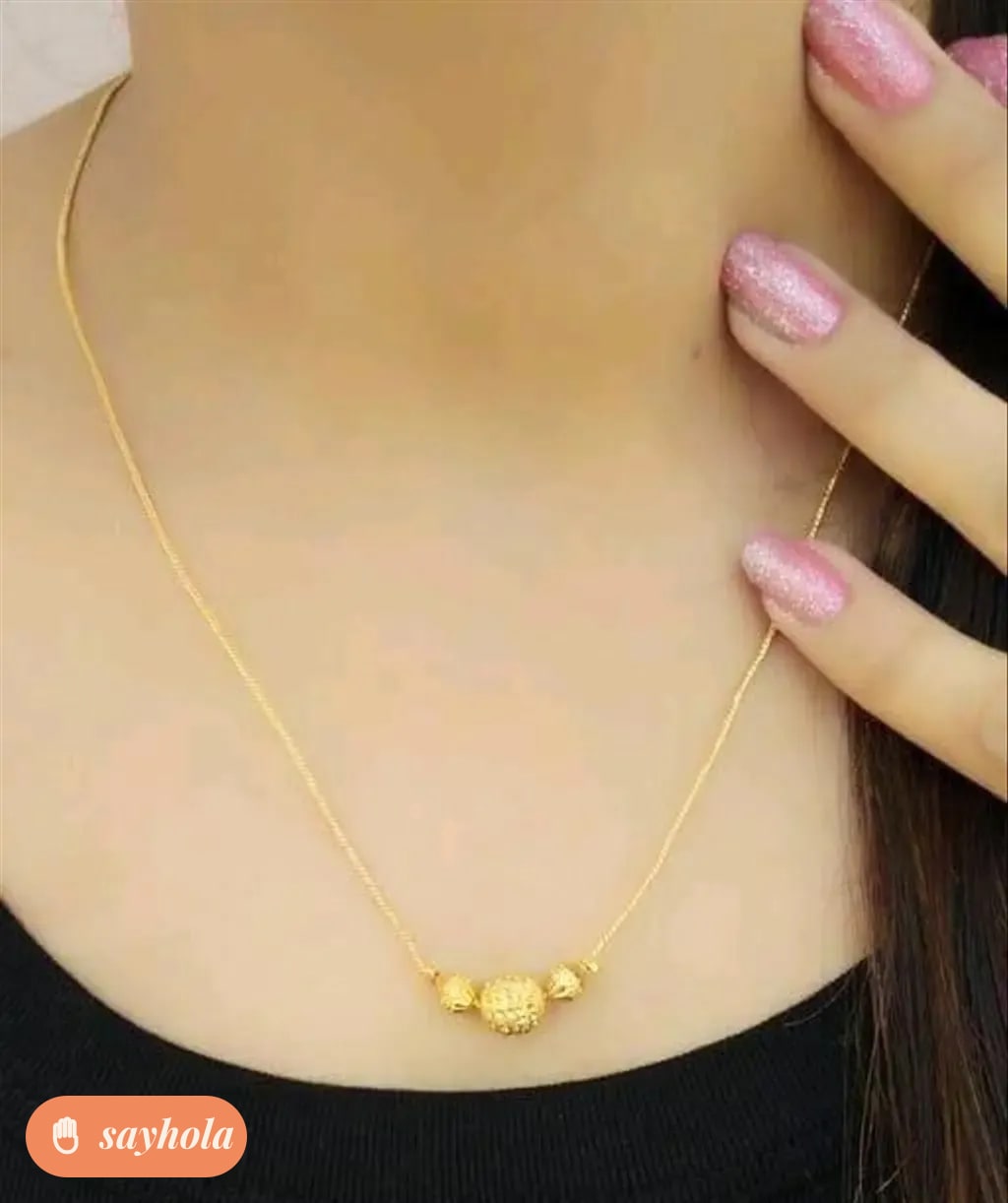 gold plated single strand mangalsutra necklace