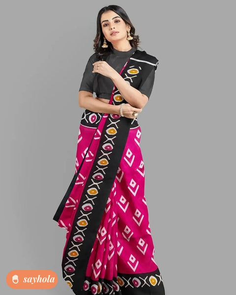 cotton mulmul saree with bagru hand block print
