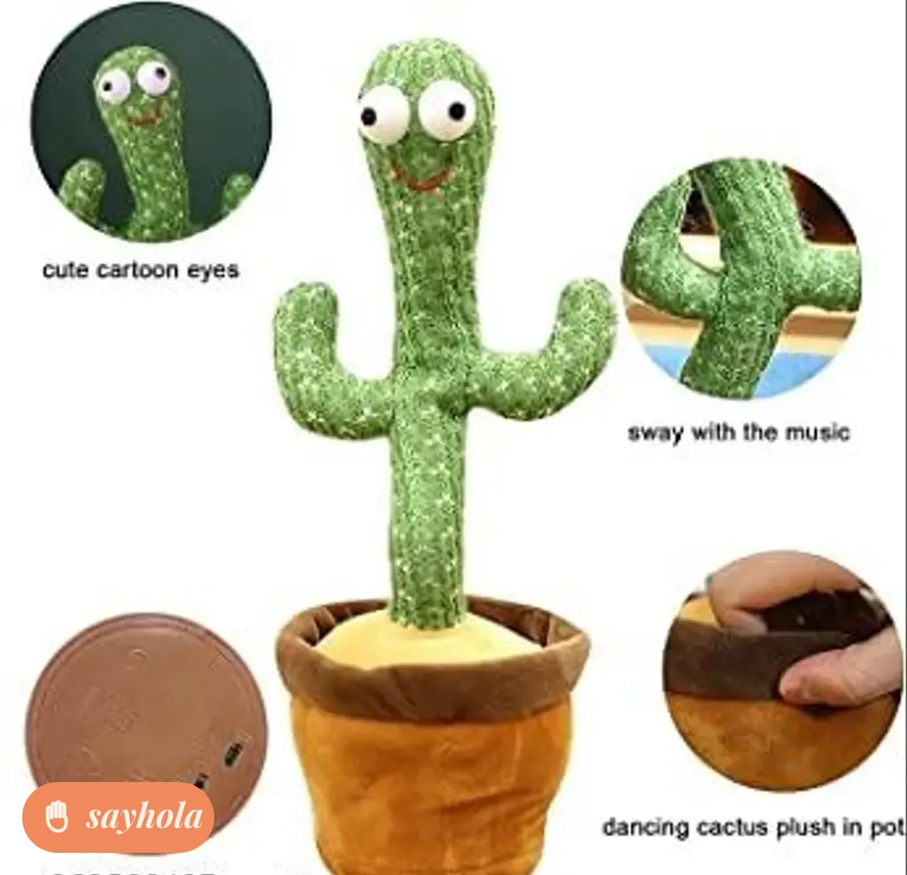 talking dancing cactus plush toy green