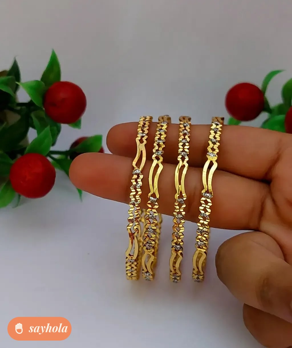 gold plated ethnic bangles pack of 4