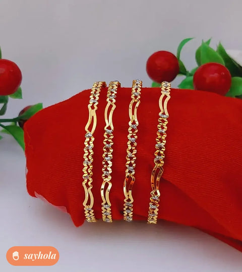 gold plated ethnic bangles pack of 4