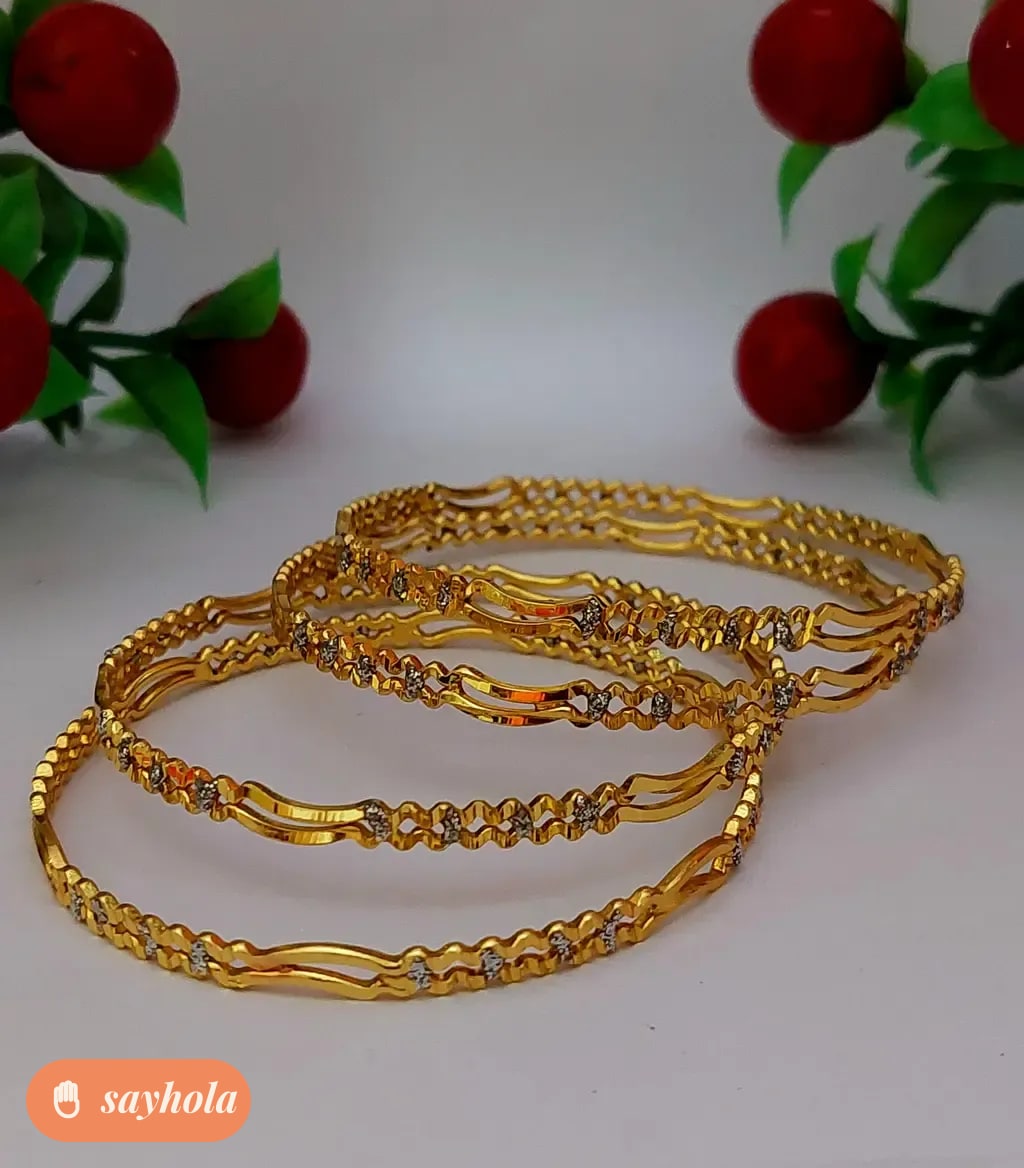 gold plated ethnic bangles pack of 4