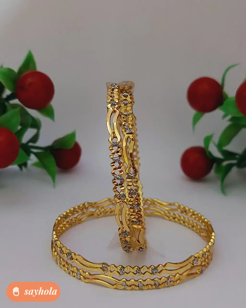 gold plated ethnic bangles pack of 4