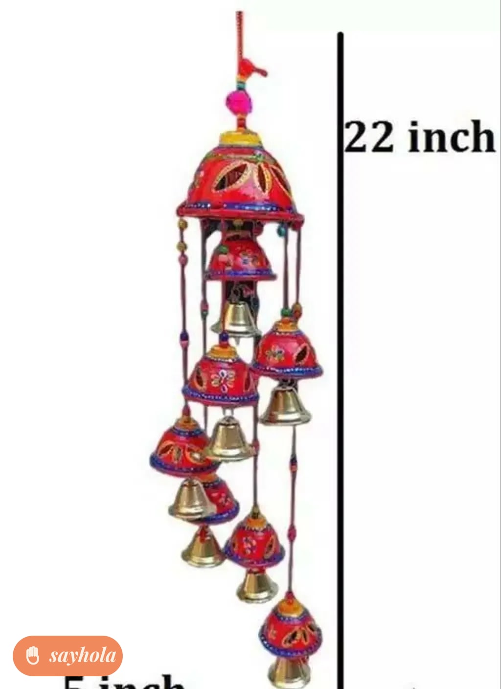 handcrafted red wind chimes wall hanging